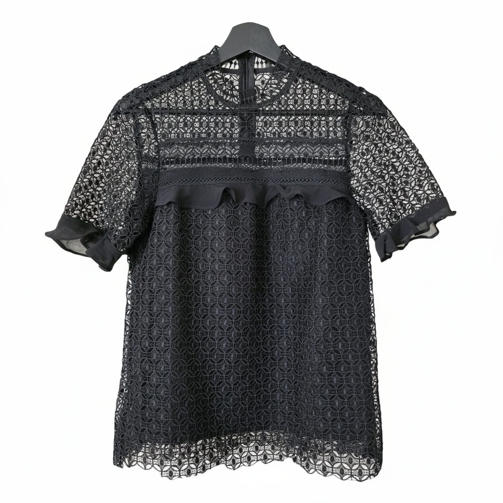 Catherine Malandrino | Elegant Black Lace Blouse XS